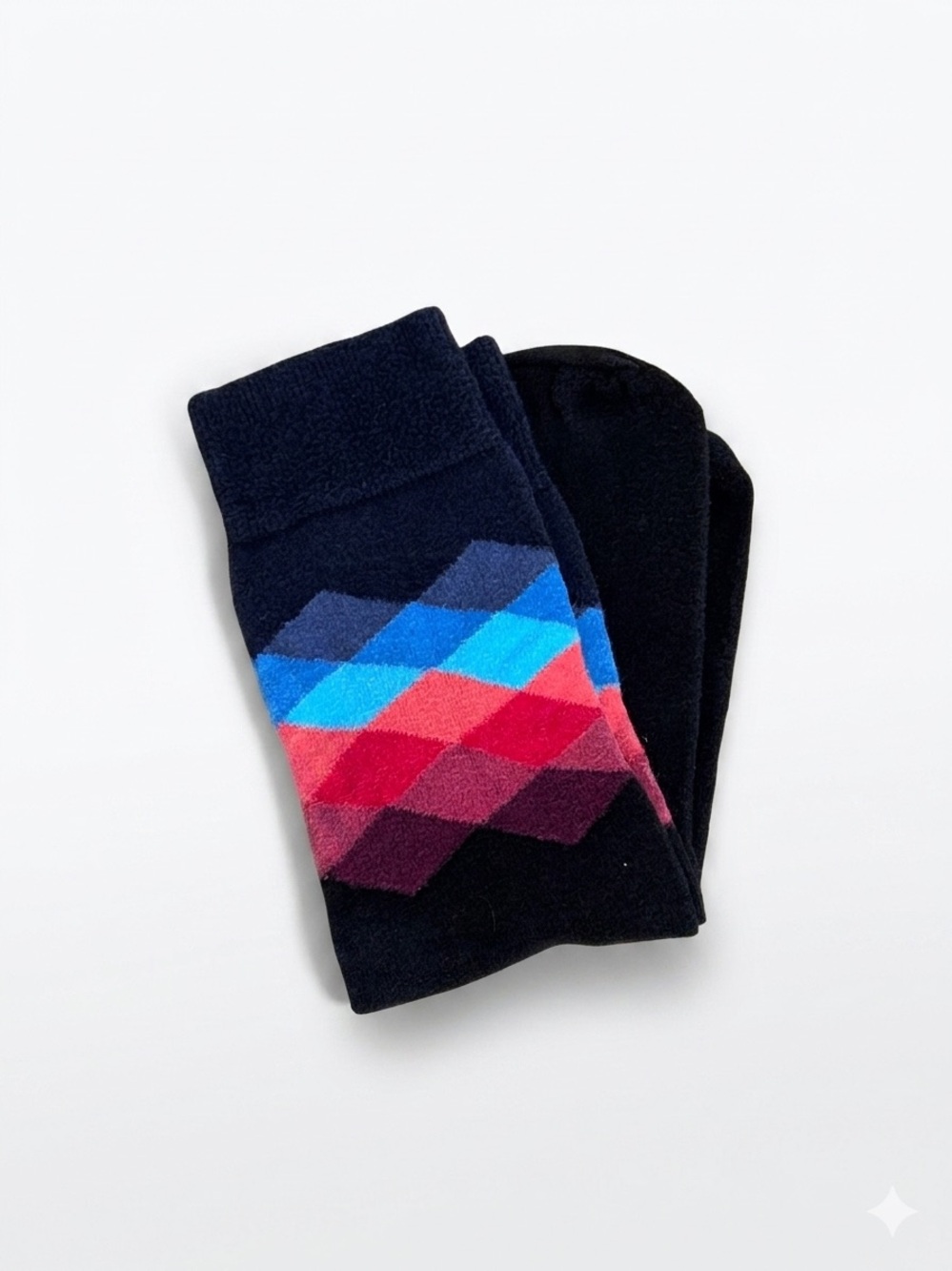Happy Socks Unisex Colorful Argyle Crew Socks OSFM Multi-Color Blue Red Black